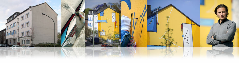Ensteheung eines Fassadenkunstwerkes, Bilde Collage, fassadenmaler.de